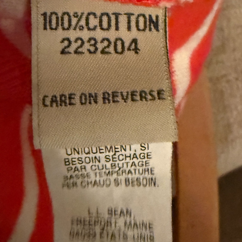 L.L Bean 100% Cotton Red & White Striped Quarter-Zip Mock Neck Top – Size XL - Picture 4 of 4